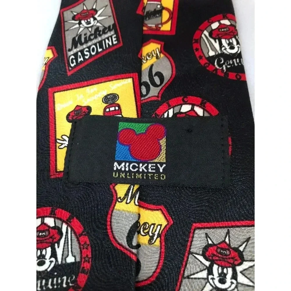 Mickey Unlimited Route 66 Gasoline Signs Vintage Walt Disney Classic Neck Tie